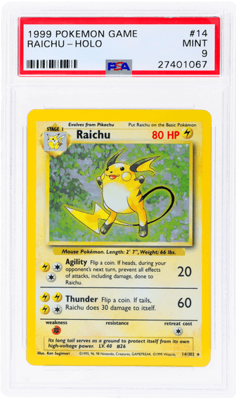 1999 POKEMON BASE SET HOLO RAICHU #14 PSA 9 MINT