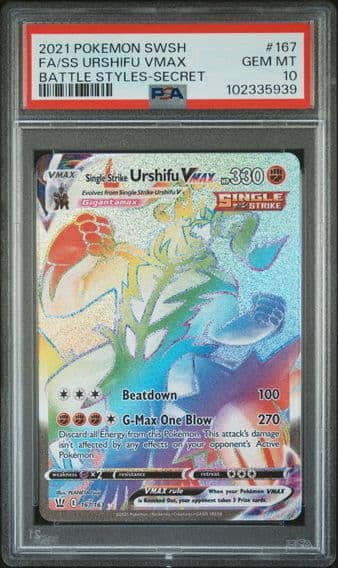 2021 #167 Full Art/Single Strike Urshifu Vmax PSA 10 Sword & Shield Battle Styles Pokemon
