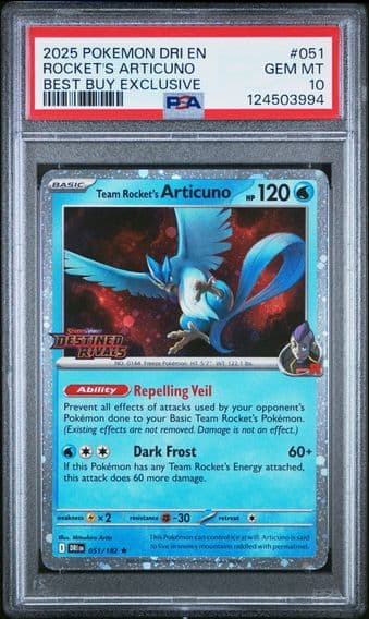 2025 #051 Team Rocket's Articuno PSA 10 Dri EN-Destined Rivals Pokemon