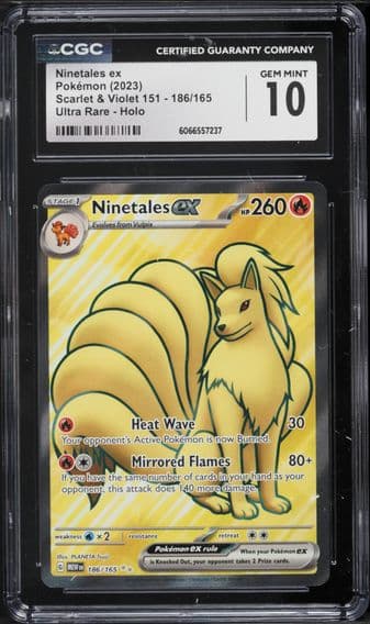 2023 #186 Ninetales EX CGC 10 Mew EN-151 Pokemon