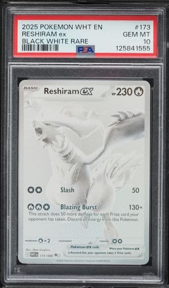 2025 #173 Reshiram EX PSA 10 Wht EN-White Flare Pokemon
