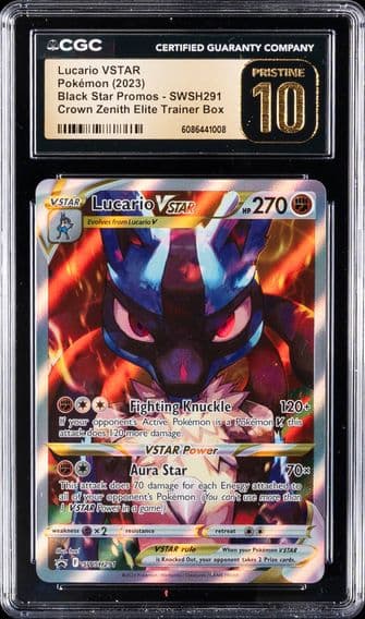 2023 #291 Full Art/Lucario Vstar CGC 10 Pristine Swsh Black Star Promo Pokemon