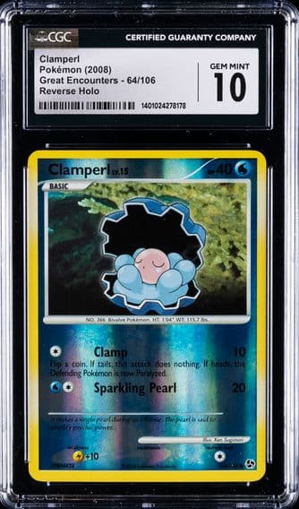 2008 #64 Clamperl CGC 10 Gem Mint Pokemon | Great Encounters,  Reverse Holo