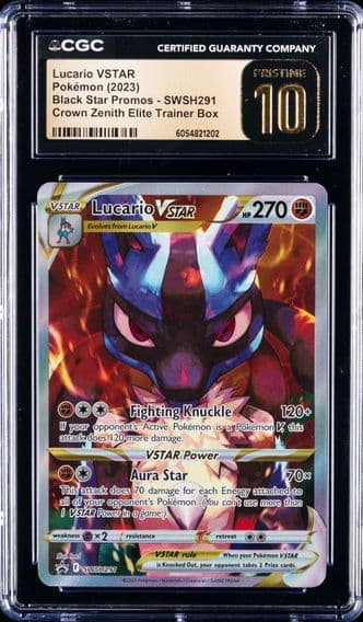 2023 #291 Full Art/Lucario Vstar CGC 10 Pristine Swsh Black Star Promo Pokemon