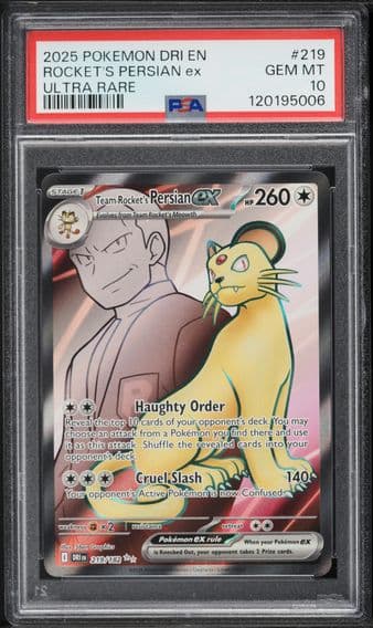 2025 #219 Team Rocket's Persian EX PSA 10 Dri EN-Destined Rivals Pokemon