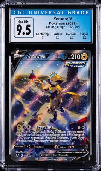 2021 #166 Full Art/Zeraora V CGC 10 Sword & Shield Chilling Reign Pokemon