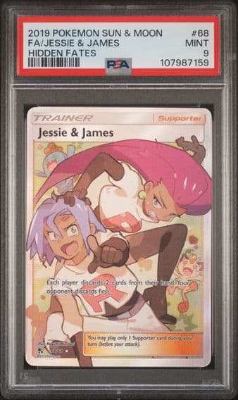 2019 #68 Full Art/Jessie & James PSA 9 Sun & Moon Hidden Fates Pokemon