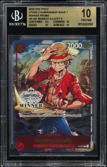 2022 #P001 Monkey.D.Luffy P/(Store Championship Trophy Card) BGS 10 One Piece Card Game Promos