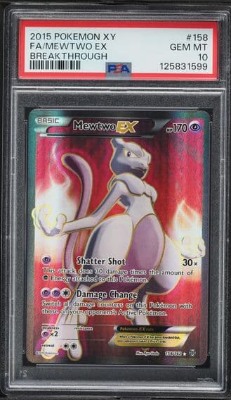 2015 #158 Full Art/Mewtwo EX PSA 10 XY Breakthrough Pokemon