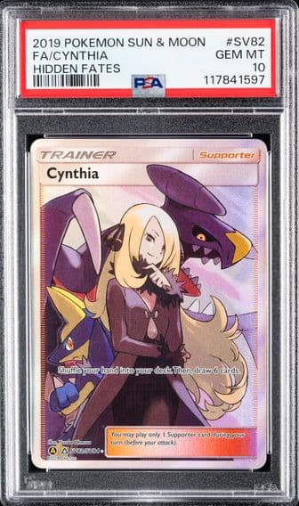 2019 #SV82 Full Art/Cynthia PSA 10 Sun & Moon Hidden Fates Pokemon