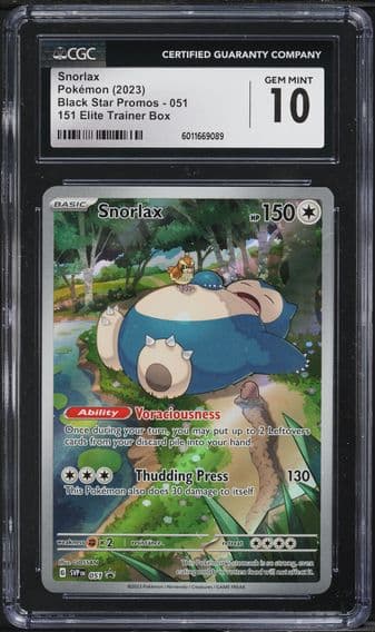2023 #51 SV 151 BLACK STAR PROMO ETB SNORLAX CGC 10 POKEMON