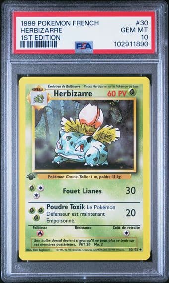1999 #30 Herbizarre 1st Edition PSA 10 French Pokemon