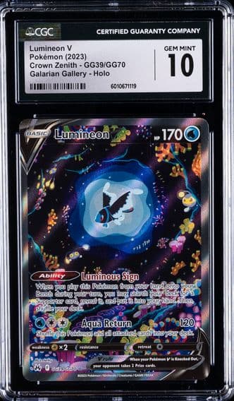 2023 #GG39 Lumineon V CGC 10 Gem Mint Pokemon | Crown Zenith - Galarian Gallery - Holo