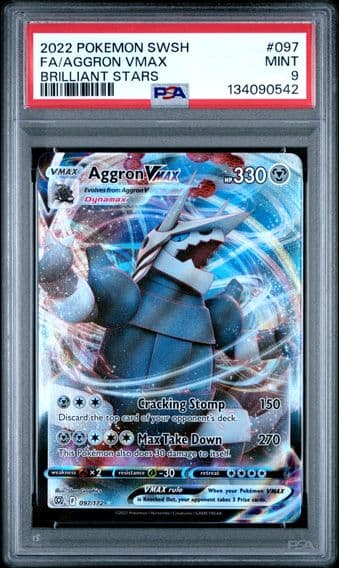 2022 #097 Full Art/Aggron Vmax PSA 9 Sword & Shield Brilliant Stars Pokemon