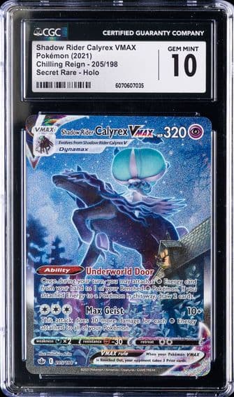 2021 #205 Full Art/Shadow Rider Calyrex Vmax CGC 10 Sword & Shield Chilling Reign Pokemon