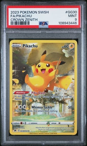 2023 #GG30 Full Art/Pikachu PSA 9 Sword and Shield Crown Zenith Pokemon