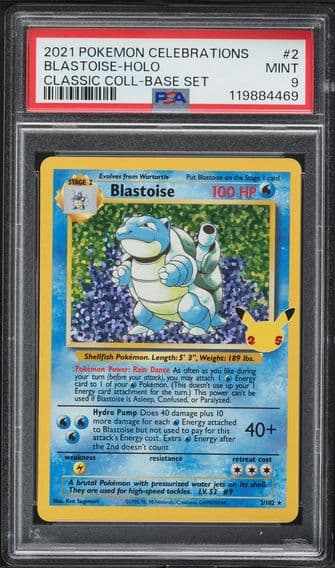 2021 #2 Blastoise-Holo PSA 9 Celebrations Classic Collection Pokemon
