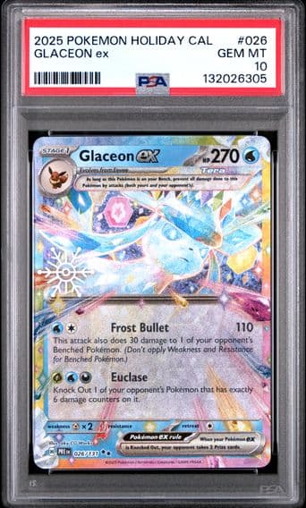 2025 #026 Glaceon EX PSA 10 Holiday Calendar Pokemon