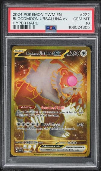 2024 #222 Bloodmoon Ursaluna EX PSA 10 Twm EN-Twilight Masquerade Pokemon