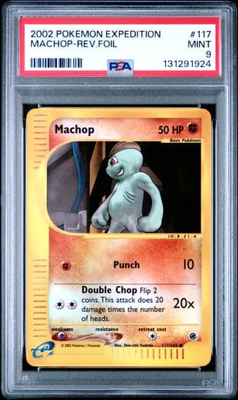 2002 #117 Machop-Reverse Foil PSA 9 Expedition Pokemon