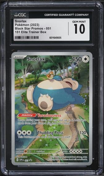 2023 #51 SV 151 BLACK STAR PROMO ETB SNORLAX CGC 10 POKEMON