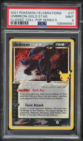 2021 #17 Umbreon-Gold Star PSA 9 Celebrations Classic Collection Pokemon