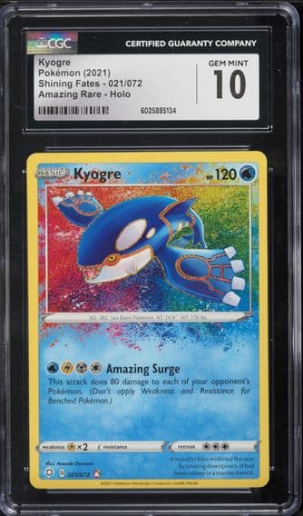 2021 #021 Kyogre CGC 10 Sword & Shield Shining Fates Pokemon