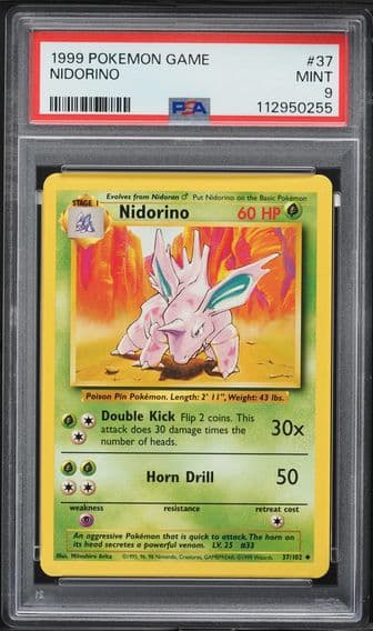 1999 #37 Nidorino PSA 9 Game Pokemon