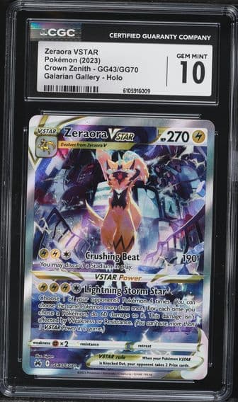 2023 #GG43 Full Art/Zeraora Vstar CGC 10 Sword and Shield Crown Zenith Pokemon