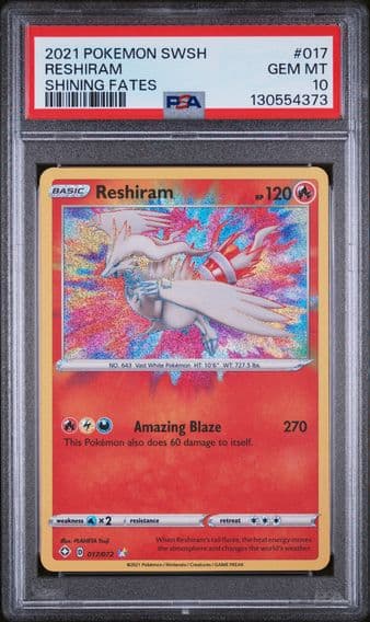 2021 #017 Reshiram PSA 10 Sword & Shield Shining Fates Pokemon