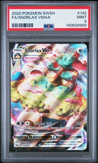 2020 #142 Full Art/Snorlax Vmax PSA 9 Sword & Shield Pokemon