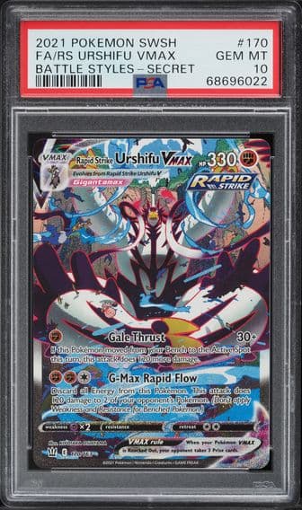 2021 #170 RAPID STRIKE URSHIFU VMAX PSA 10 POKEMON SWSH BATTLE STYLES