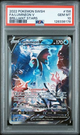 2022 #156 Full Art/Lumineon V PSA 10 Sword & Shield Brilliant Stars Pokemon