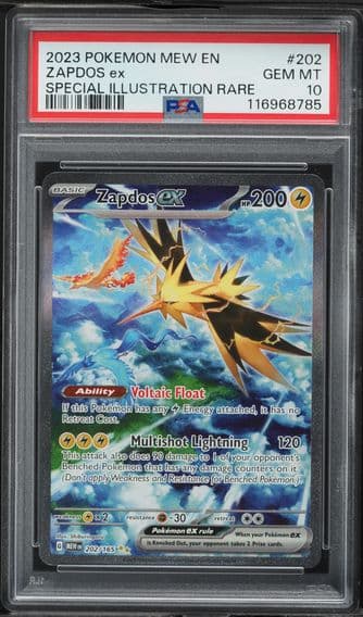2023 #202 Zapdos EX PSA 10 Mew EN-151 Pokemon