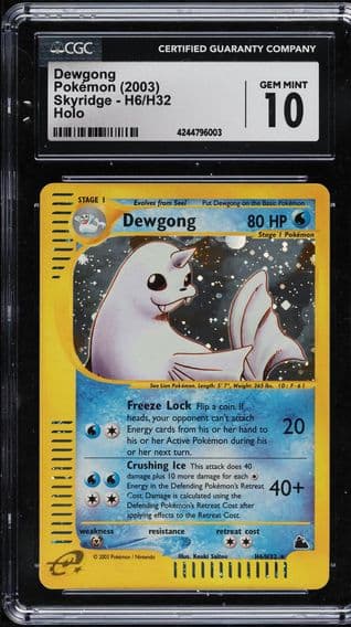 2003 #H6 SKYRIDGE HOLO DEWGONG CGC 10 POKEMON
