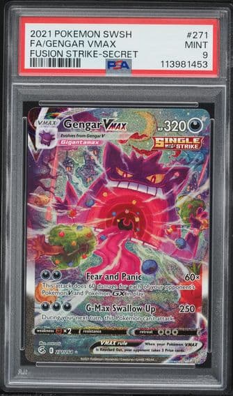 2021 #271 Full Art/Gengar Vmax PSA 9 Sword & Shield Fusion Strike Pokemon