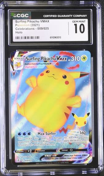 2021 #009 Celebrations - English Surfing Pikachu VMAX Holo CGC 10 Pokemon