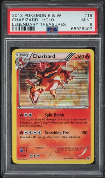 2013 #19 BLACK & WHITE LEGENDARY TREASURES HOLO CHARIZARD PSA 9 POKEMON