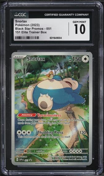 2023 #51 SV 151 BLACK STAR PROMO ETB SNORLAX CGC 10 POKEMON