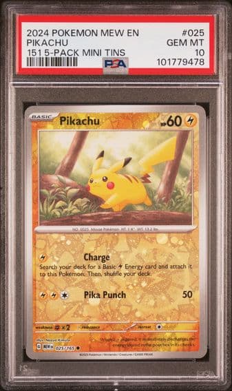 2024 #025 Pikachu PSA 10 Mew EN-151 Pokemon