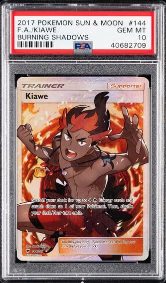 2017 #144 Full Art/Kiawe PSA 10 Sun & Moon Burning Shadows Pokemon