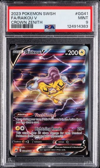 2023 #GG41 Full Art/Raikou V PSA 9 Sword and Shield Crown Zenith Pokemon