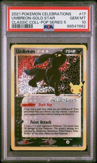 2021 #17 Umbreon-Gold Star PSA 10 Celebrations Classic Collection Pokemon