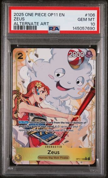 2025 #106 Zeus PSA 10 One Piece OP11-A Fist of Divine Speed
