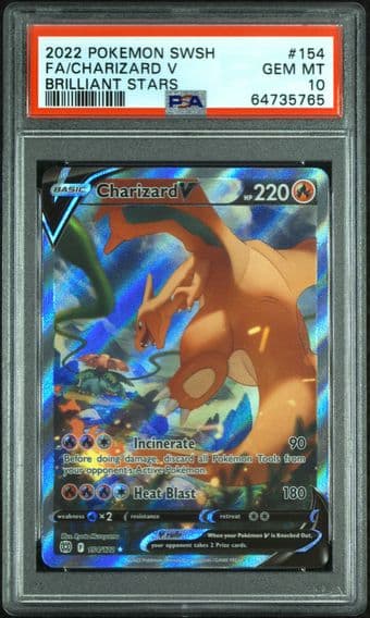 2022 #154 Full Art/Charizard V PSA 10 Sword & Shield Brilliant Stars Pokemon
