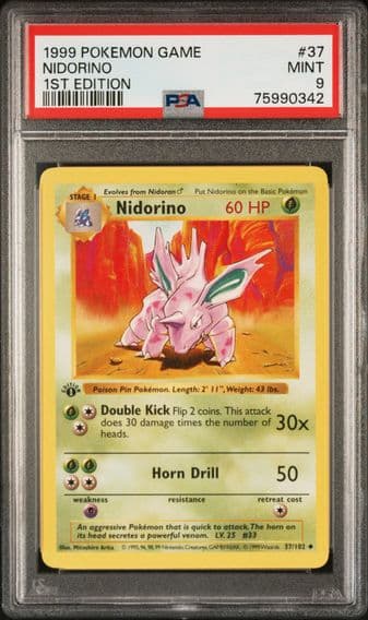 1999 #37 Nidorino 1st Edition PSA 9 Game Pokemon
