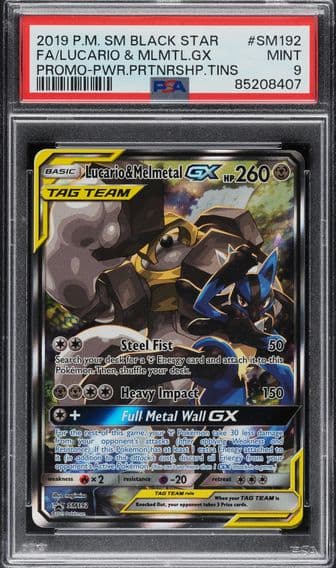 2019 #SM192 LUCARIO & MELMETAL GX PSA 9 POKEMON SM BLACK STAR PROMO