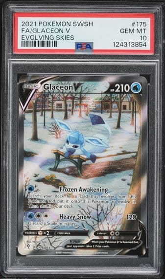 2021 #175 Full Art/Glaceon V PSA 10 Sword & Shield Evolving Skies Pokemon