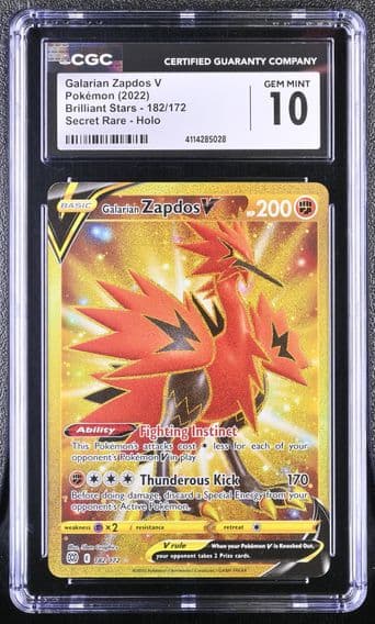 2022 #182 Galarian Zapdos V CGC 10 Brilliant Stars - English