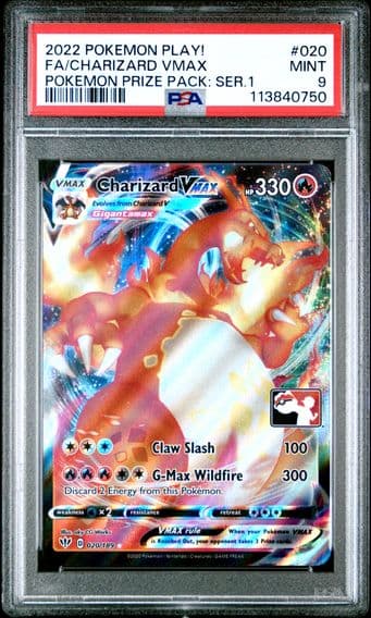 2022 #020 Full Art/Charizard Vmax PSA 9 Play!  Prize Pack: Series 1 Pokemon
